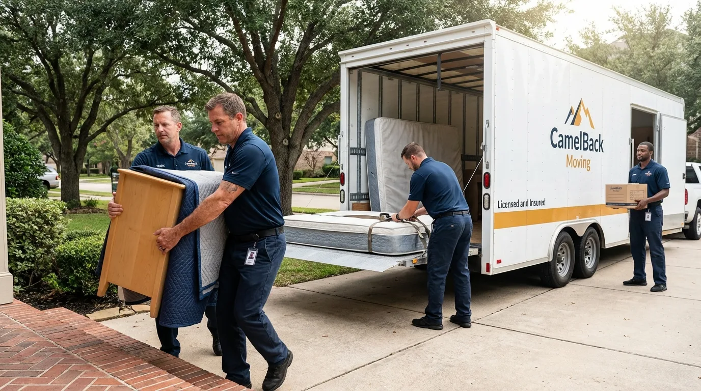Crew loading residential truck for cross-state move from Anthony, NM