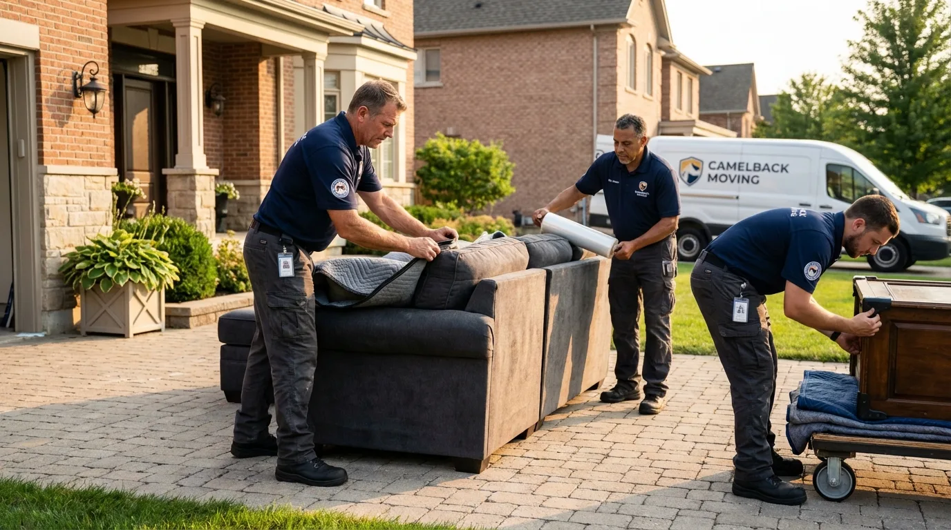 Large estate moving crew wrapping furniture in Anthony, NM