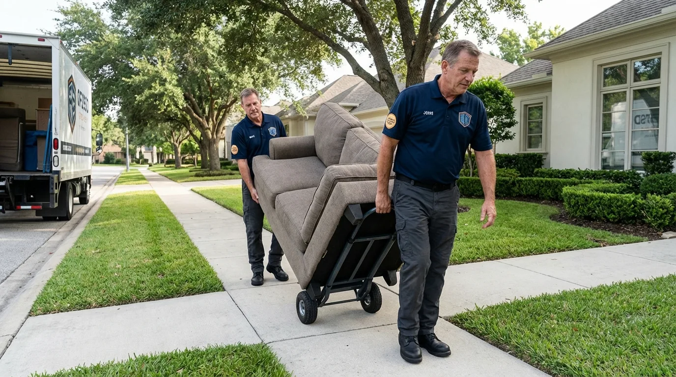 Local residential moving crew loading furniture in Anthony, NM